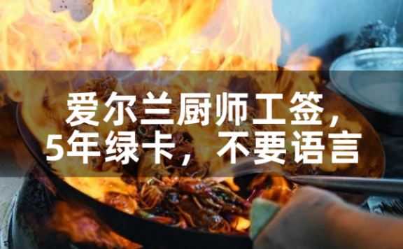 爱尔兰厨师工签,5年绿卡,不要语言